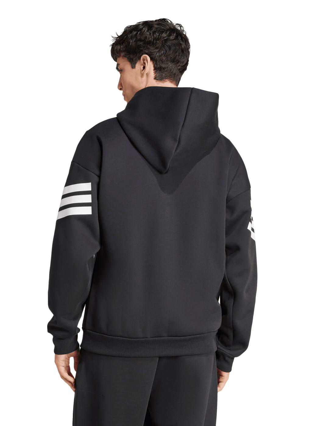 sudadera capucha hombre adidas tres bandas, negro/blanco