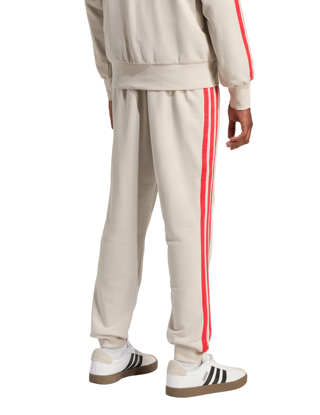 pantalón de chandal adidas hombre  3Stripes, beige/granate