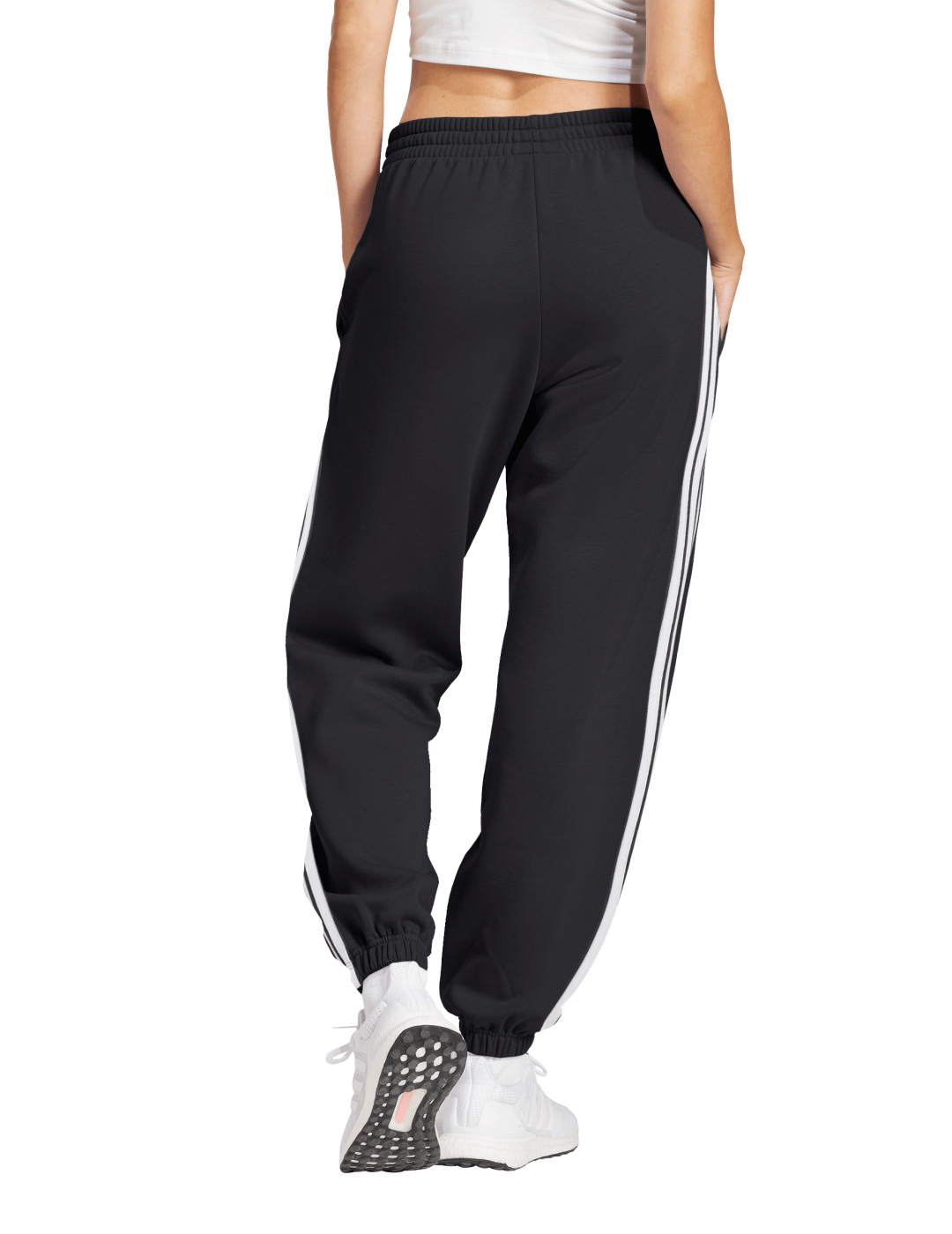 pantalón chandal adidas con puño mujer negro bandas blancas